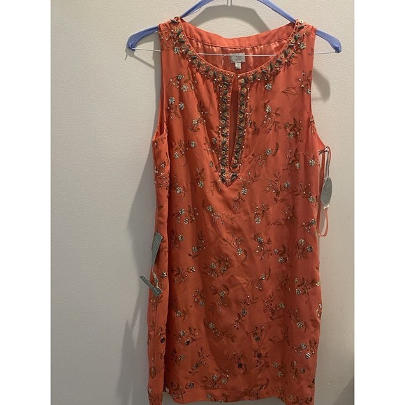 Pearl by Georgina Chapman of Marchesa Peach Gold  Beaded Embellished Dress 12 - Picture 5 of 16